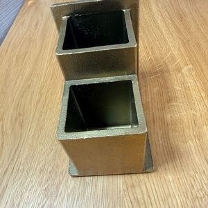 Gold Geometric book end, and utensil container